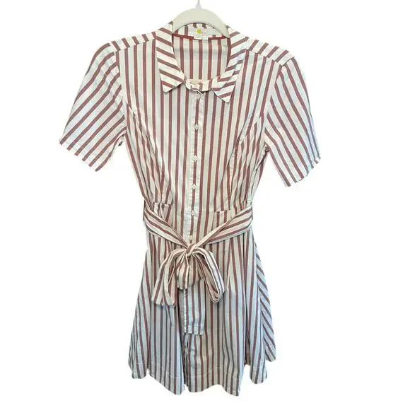 Boden Women 4 Anastasia Shirt Dress‎ Tie Waist Brown Conker/Ivory Button Up - Picture 3 of 17